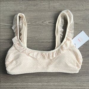 ANDIE The Hydra Bikini Top Small Vanilla Cream Lace Coquette Cottagecore 70s NWT